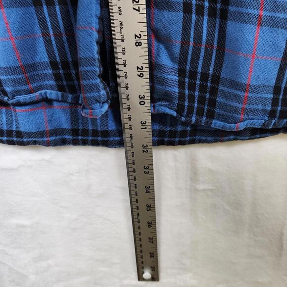 Vintage LL‎ Bean Blue Plaid Flannel Shirt Size Large Tall Distressed Grunge - Picture 9 of 11